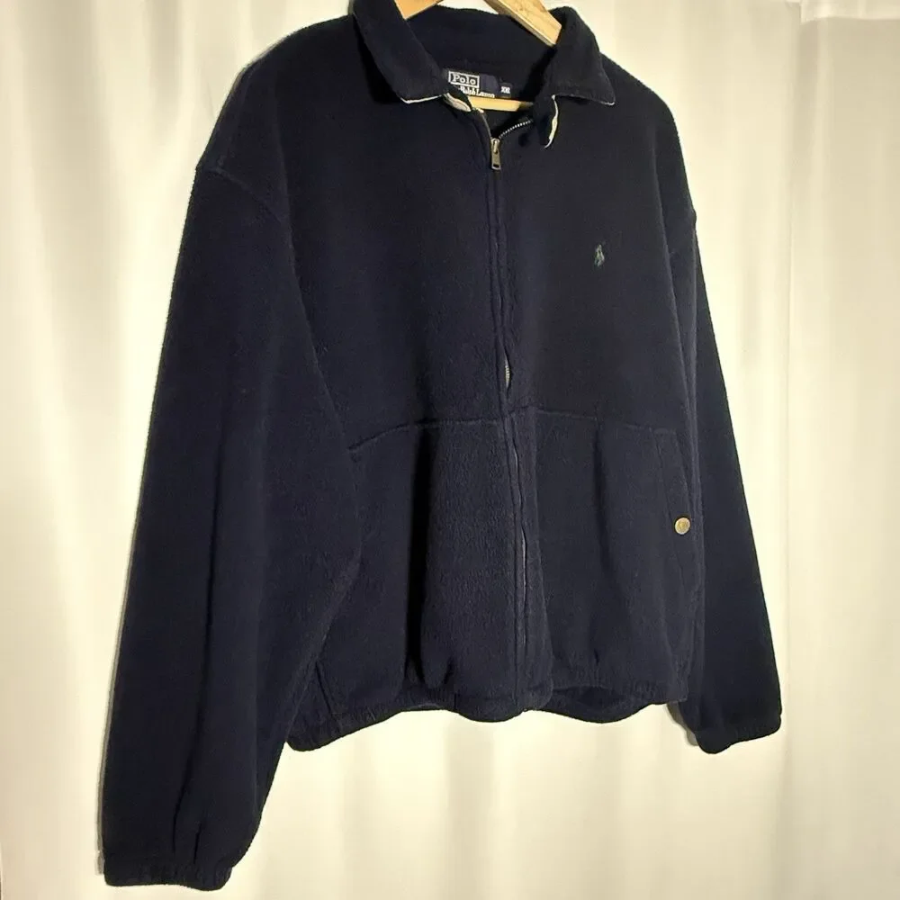 Vintage Polo Ralph Lauren Full Zip Fleece Jacket Men’s Size XXL Navy